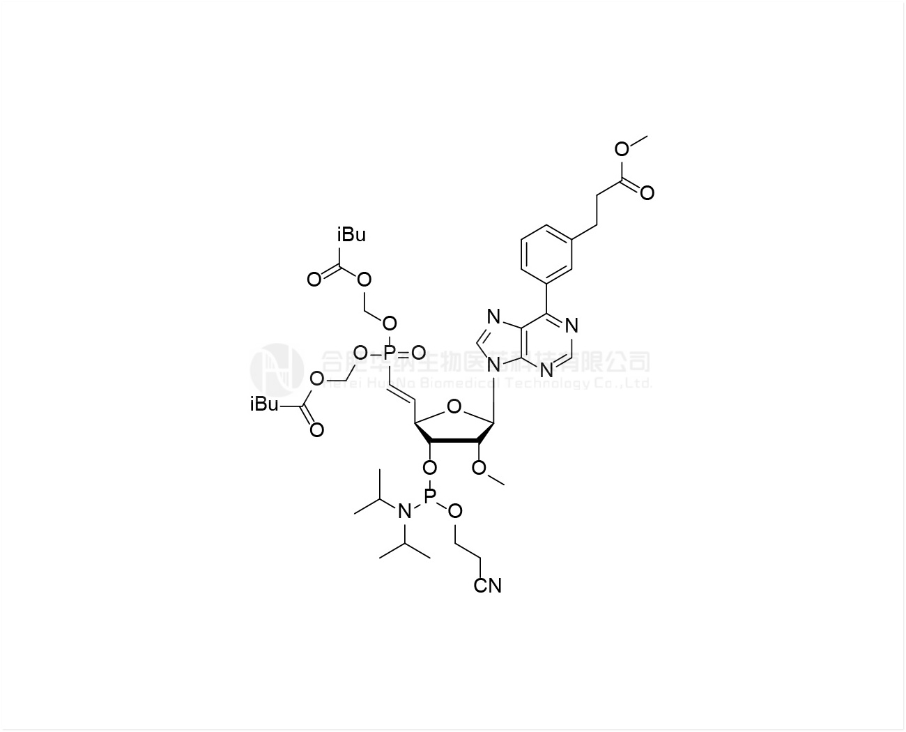 5'-POM-(E)-vinyl phosphonate-2'-O-Me-6-Deamino-6-(m-benzenepropanoic acid methyl ester)-rA-3'- CE-Phosphoramidite